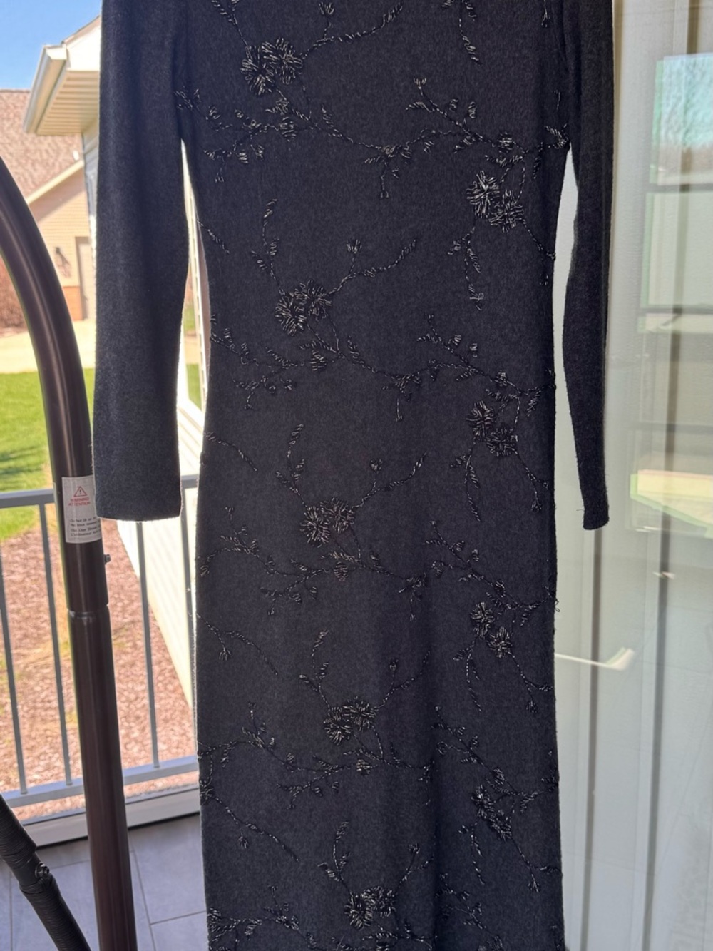 Allen B. By Allen Schwartz Black Beaded Long Sleeve Dress